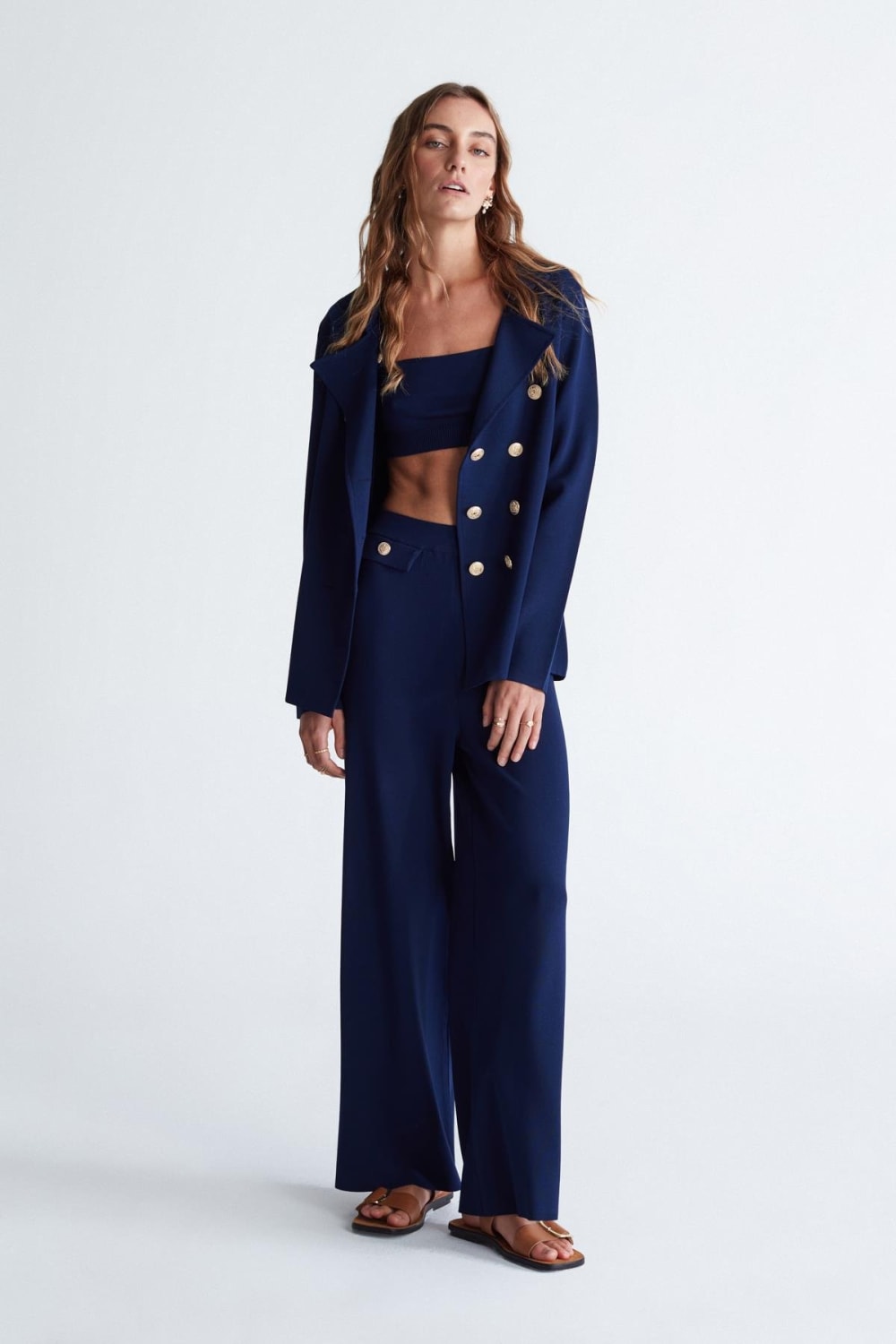 Peraluna-Styleboom X Katherine Blazer Çelik Örgü Klasik Kesim Düğmeli Blazer Kadın Triko Ceket -Ceket-7-milagron.live