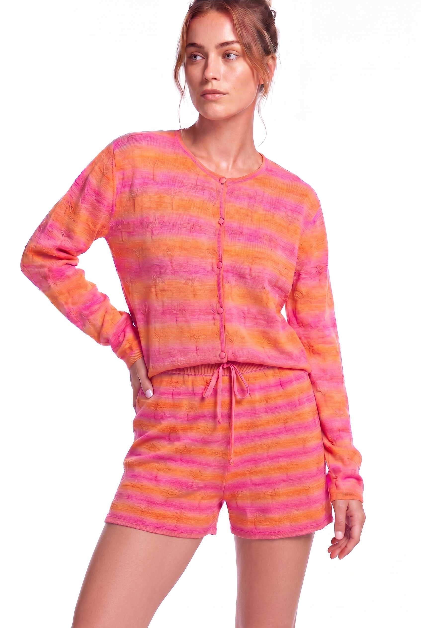 Peraluna Sunset Bloom Şort, Kadın Şort - Pembe Turuncu Multi