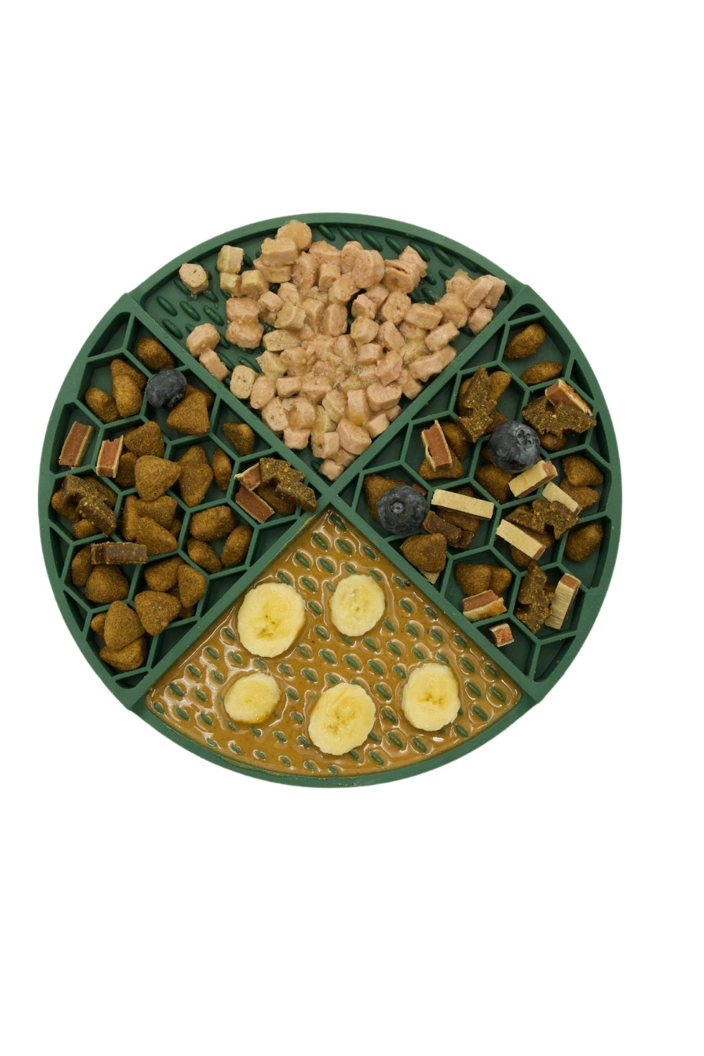 Silikon Yavaş Yeme Ve Yalama Matı Petek Desen Orman Yeşili - 0