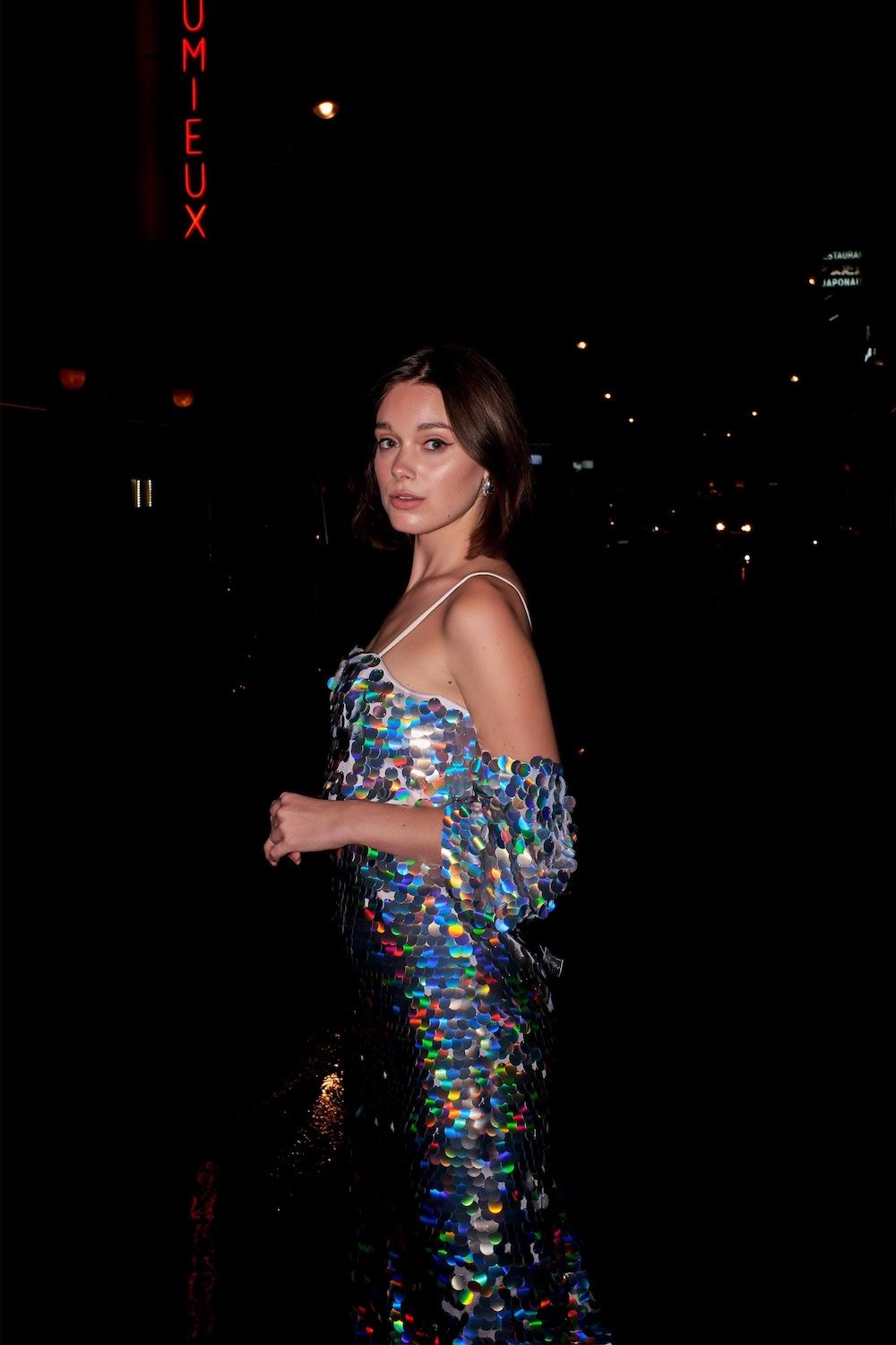 Petra Petrova-Gri Hologram Payetli Midi Elbise Ariel-Elbise-5-milagron.live