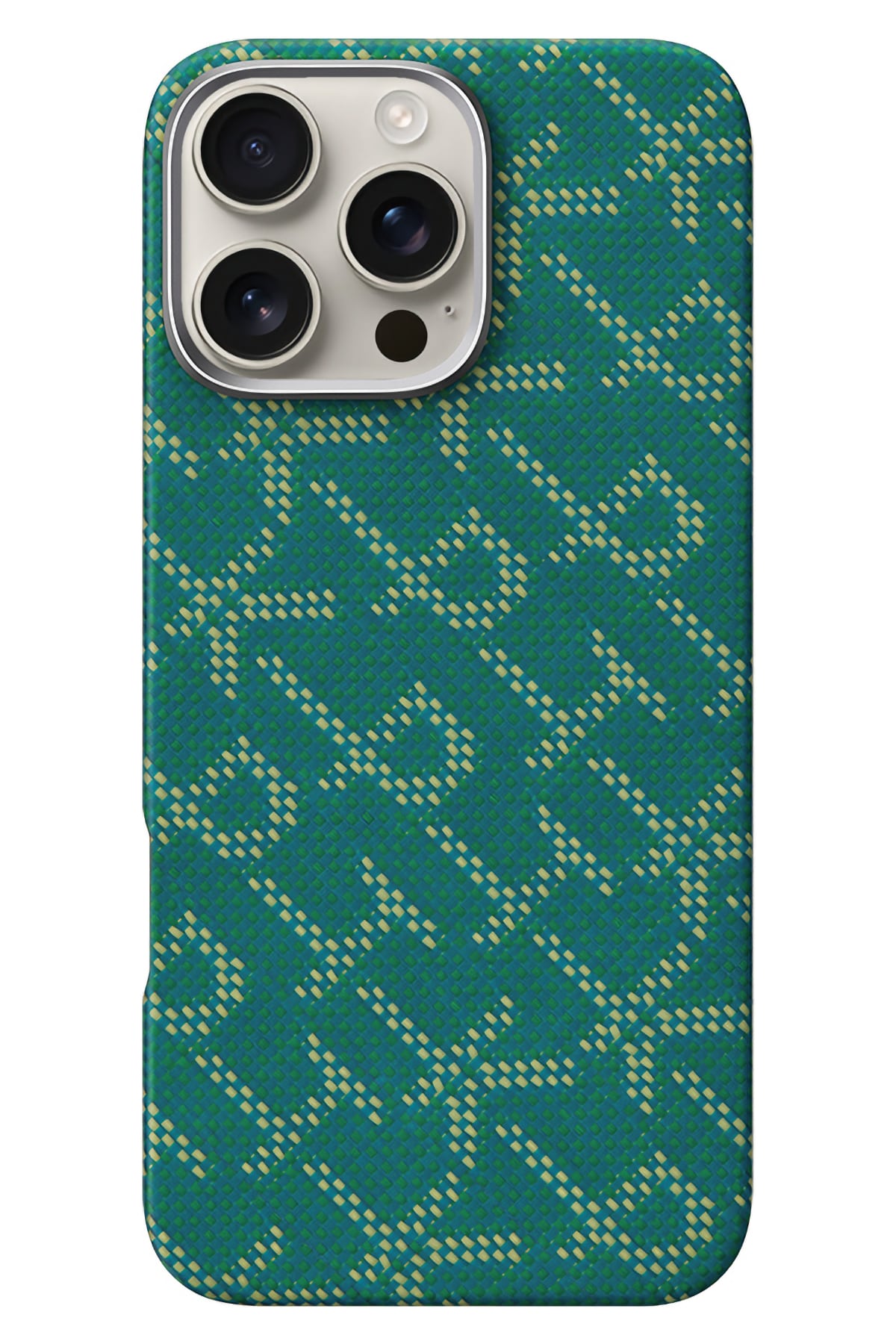 Monogram Iphone 16 Pro Max Magsafe Uyumlu Aramid Fiber Kılıf Yeşil
