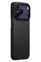 Tactile Woven Iphone 17 Pro Max Magsafe Uyumlu 1500D Aramid Fiber Kılıf Black-Gray Twill