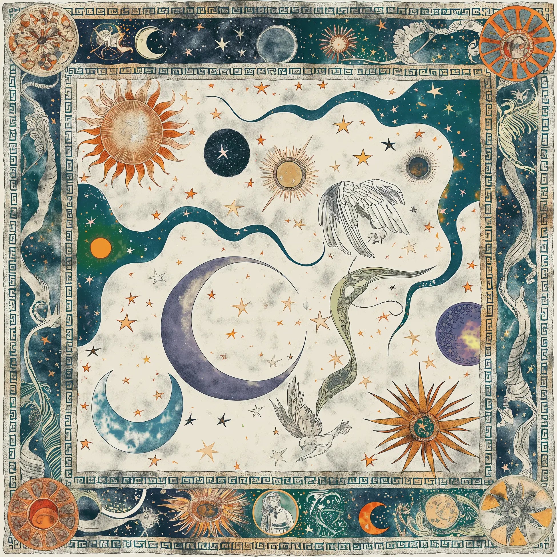 Pure Paris-Celestial Myths İpek Fular-Şal & Fular-1-milagron.live