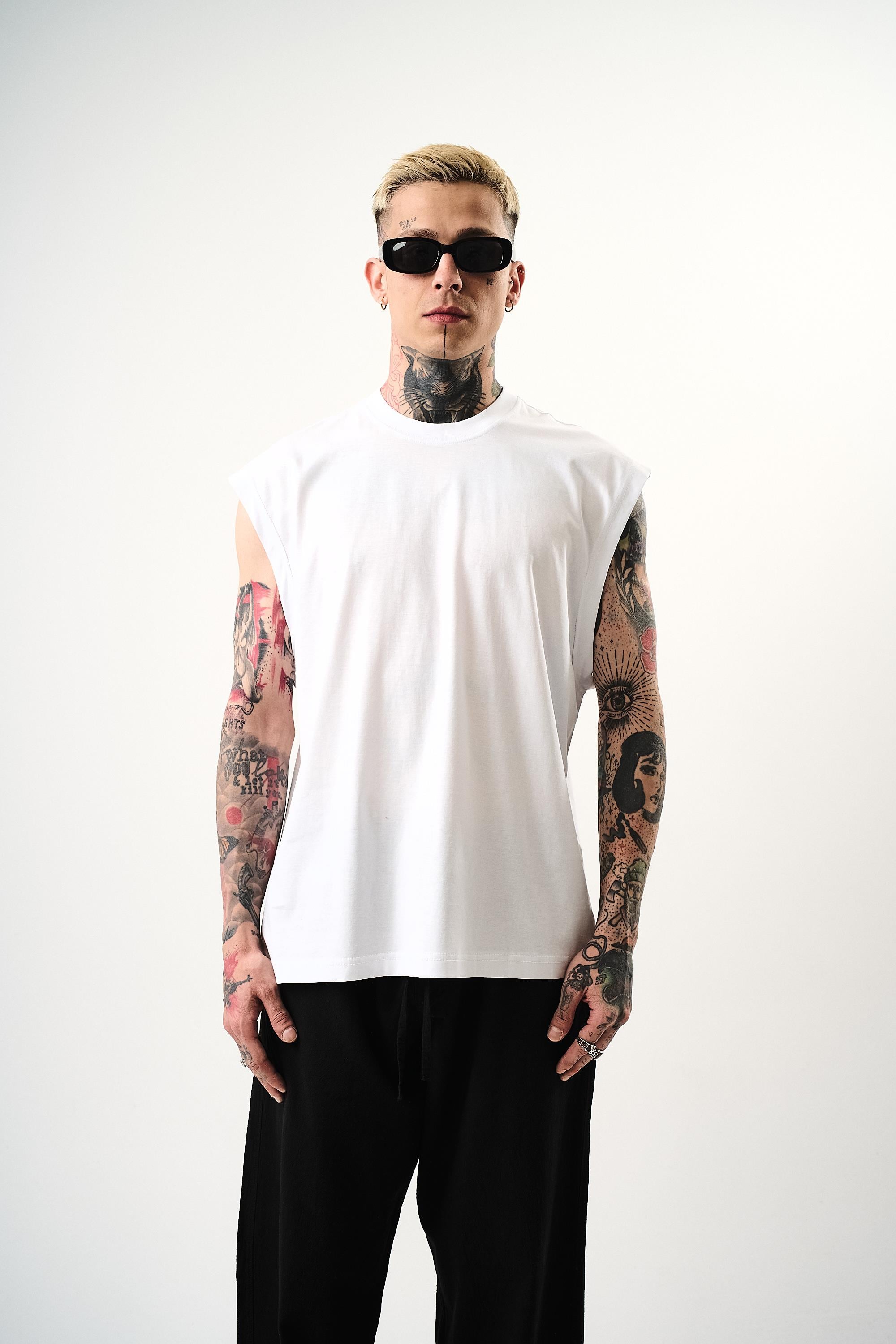 Erkek Basic Tank Top Atlet Beyaz