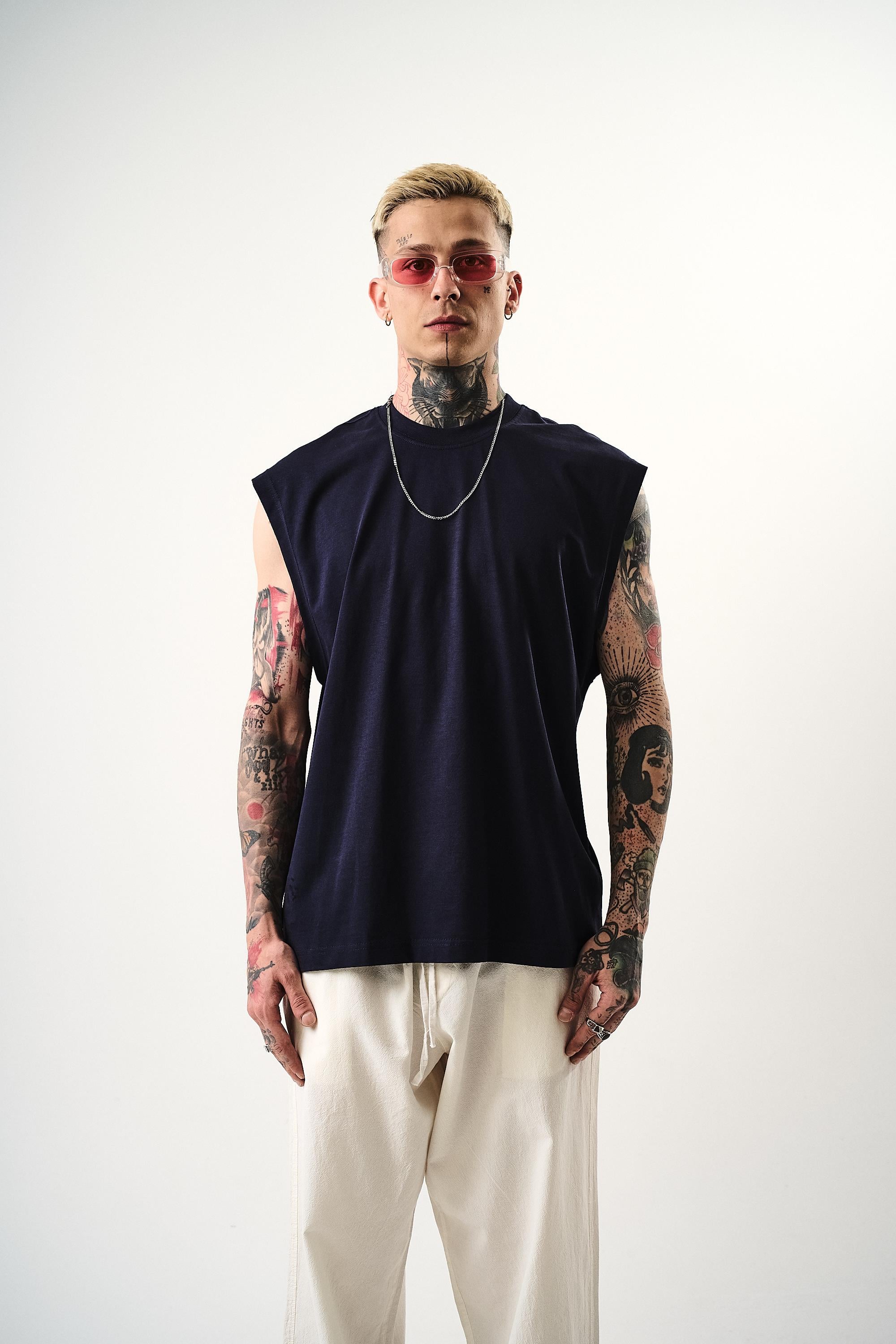 Erkek Basic Tank Top Atlet İNdigo