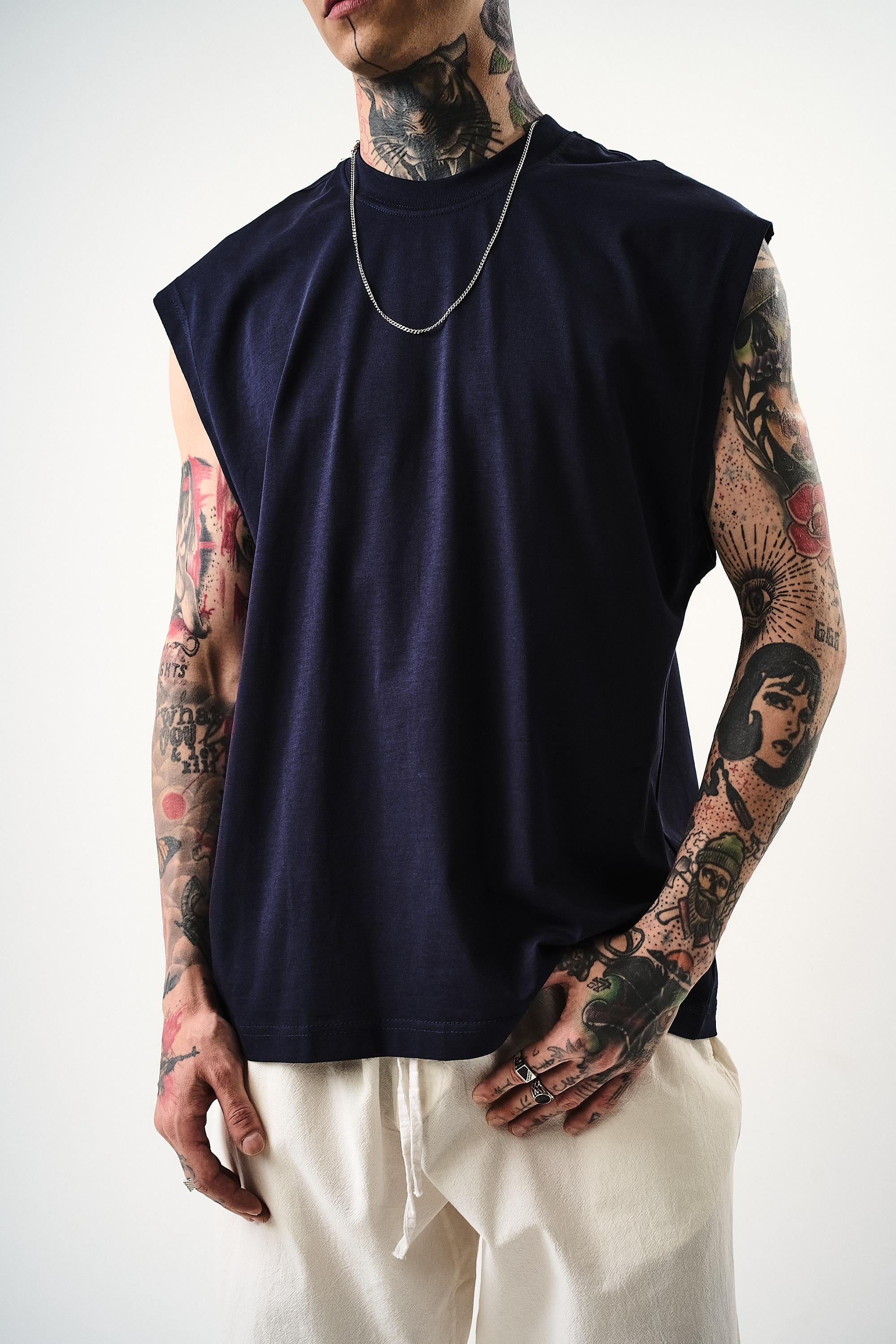 Erkek Basic Tank Top Atlet İNdigo