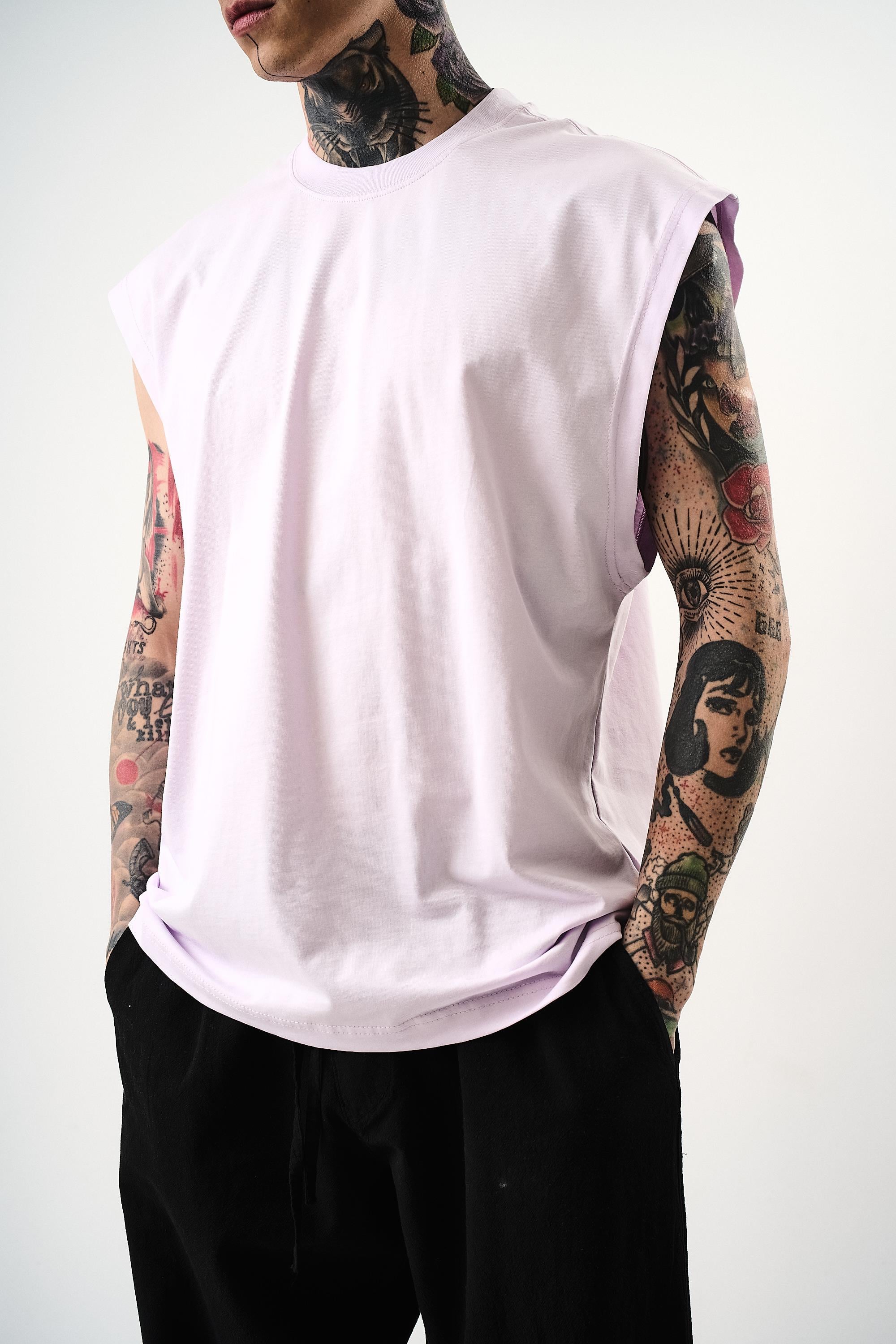 Erkek Basic Tank Top Atlet Lila