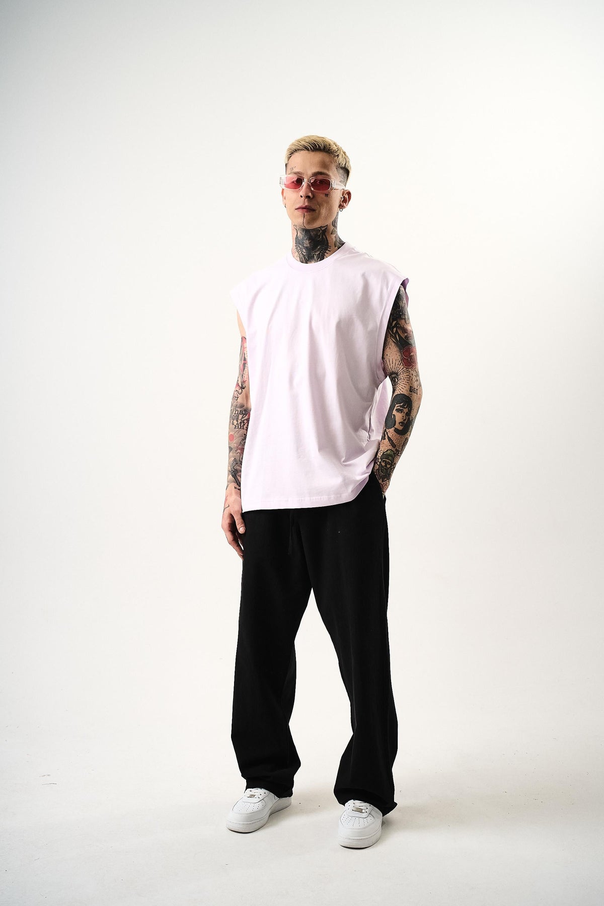 Erkek Basic Tank Top Atlet Lila
