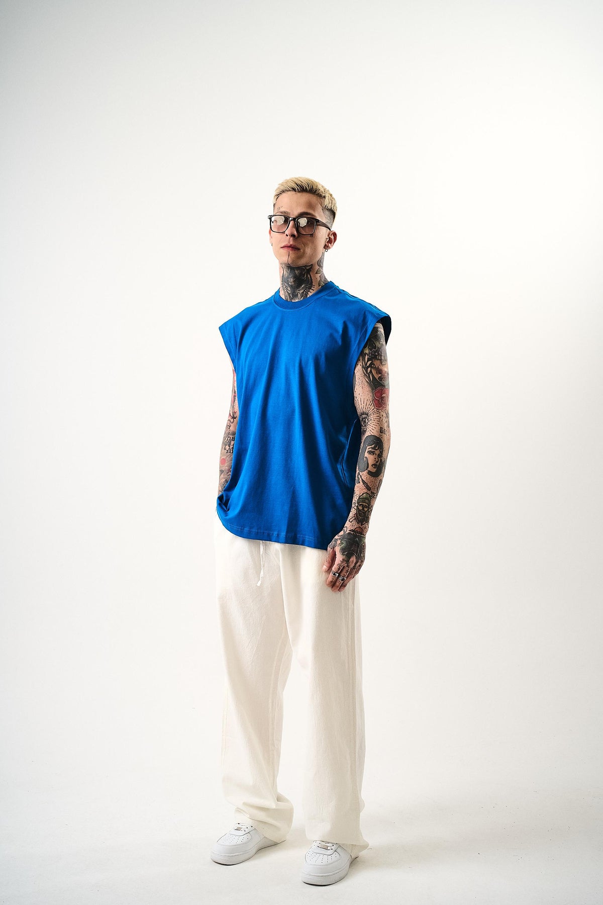 Erkek Basic Tank Top Atlet Mavi