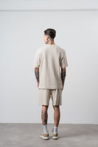 Erkek Countryman Nakışlı Regular Fit T-Shirt Şort Takım Bej