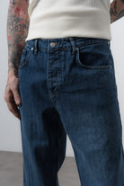 Erkek Desenli Baggy Jean Lacivert