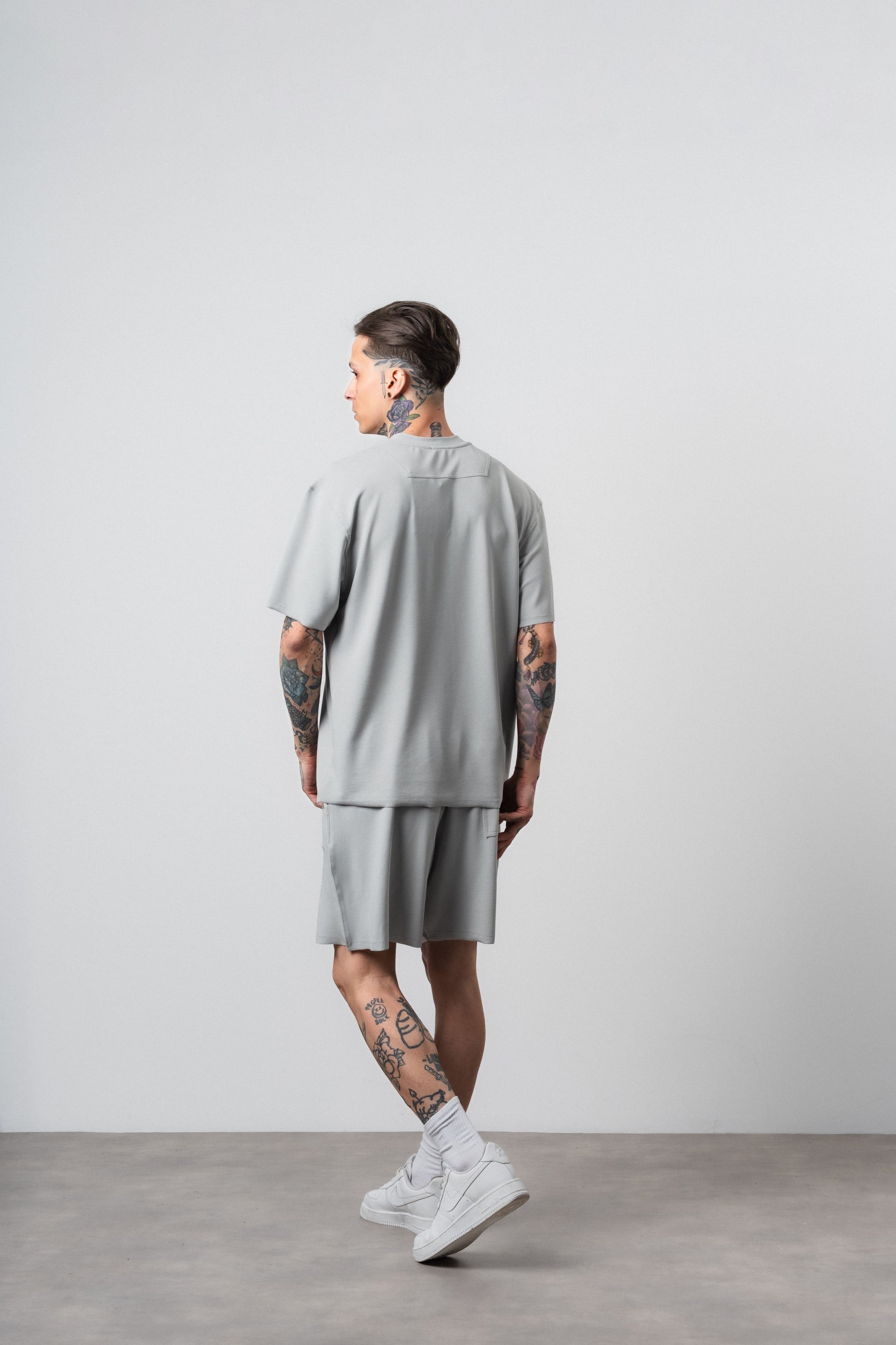 Erkek Far From Basic Baskılı Regular Fit T-Shirt Şort Takım Gri
