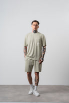 Erkek Far From Basic Baskılı Regular Fit T-Shirt Şort Takım Yeşil