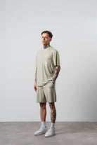 Erkek Far From Basic Baskılı Regular Fit T-Shirt Şort Takım Yeşil