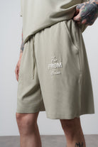 Erkek Far From Basic Baskılı Regular Fit T-Shirt Şort Takım Yeşil