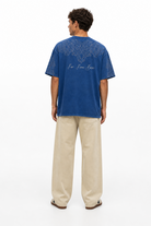 Erkek Far From Basic Yıkamalı Oversize T-Shirt Lacivert
