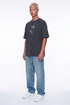 Erkek Ffb Nakış Detaylı Oversize T-Shirt Füme