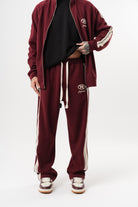 Erkek Ffb Şerit Detaylı Doubleface Baggy Eşofman Altı Bordo