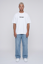 Erkek Final Supper Nakışlı Oversize T-Shirt Ekru