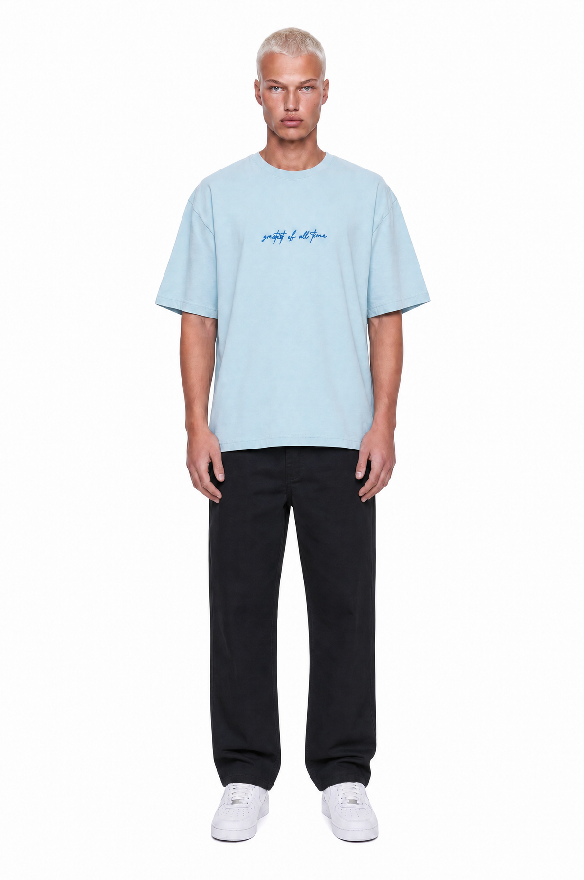 Erkek Goats Baskılı Oversize T-Shirt Bebe Mavi
