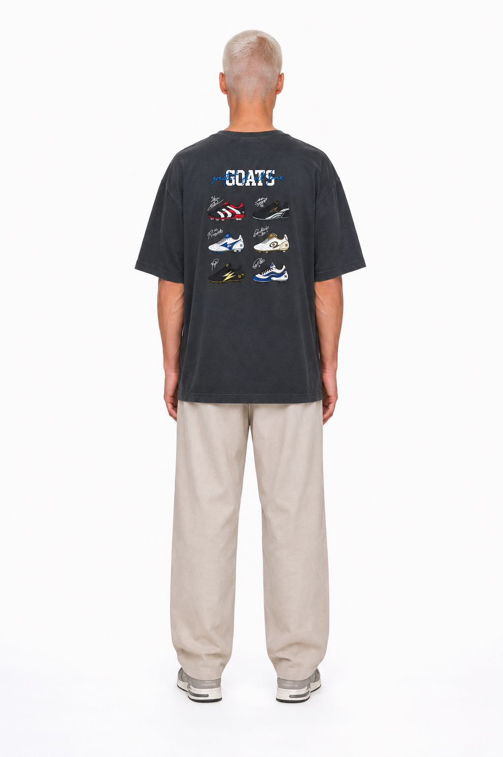Erkek Goats Baskılı Oversize T-Shirt Füme