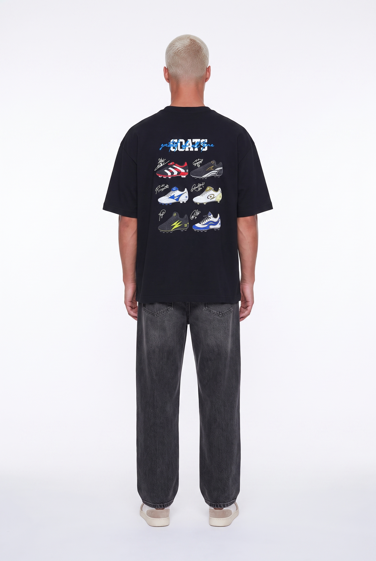 Erkek Goats Baskılı Oversize T-Shirt Siyah