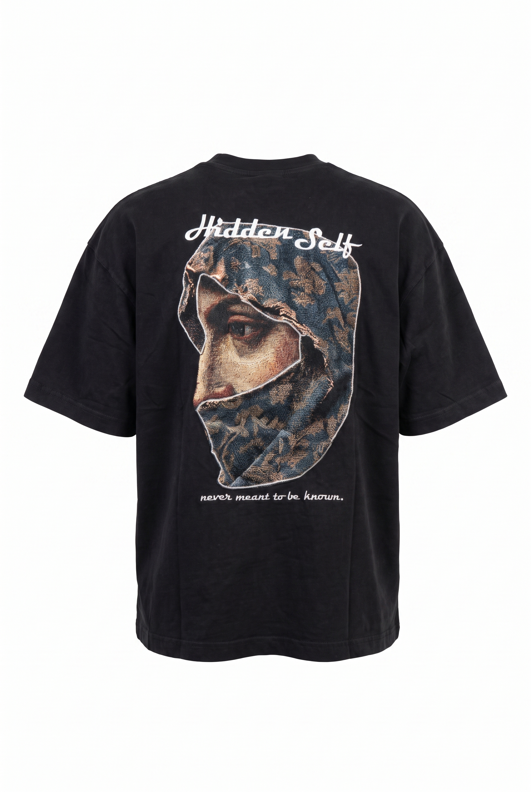 Erkek Hidden Self Baskılı Oversize T-Shirt Siyah