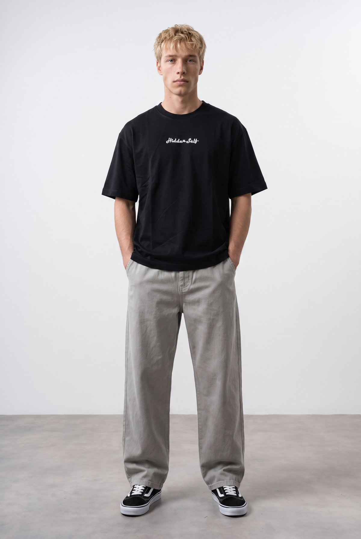Erkek Hidden Self Baskılı Oversize T-Shirt Siyah