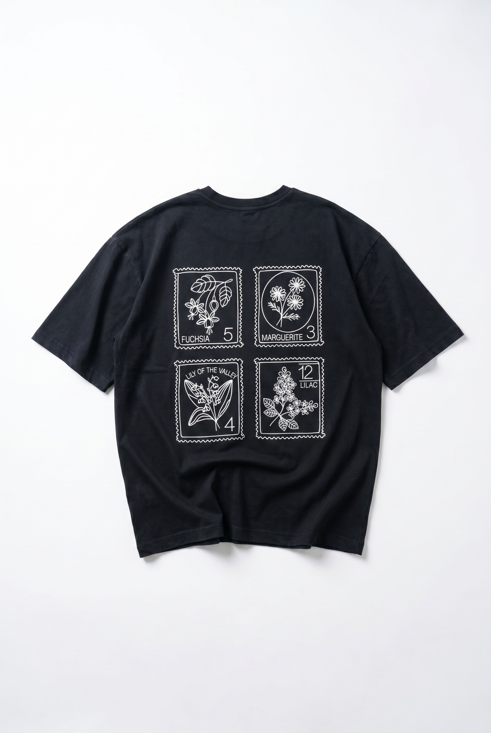 Erkek Nakışlı Oversize T-Shirt Siyah