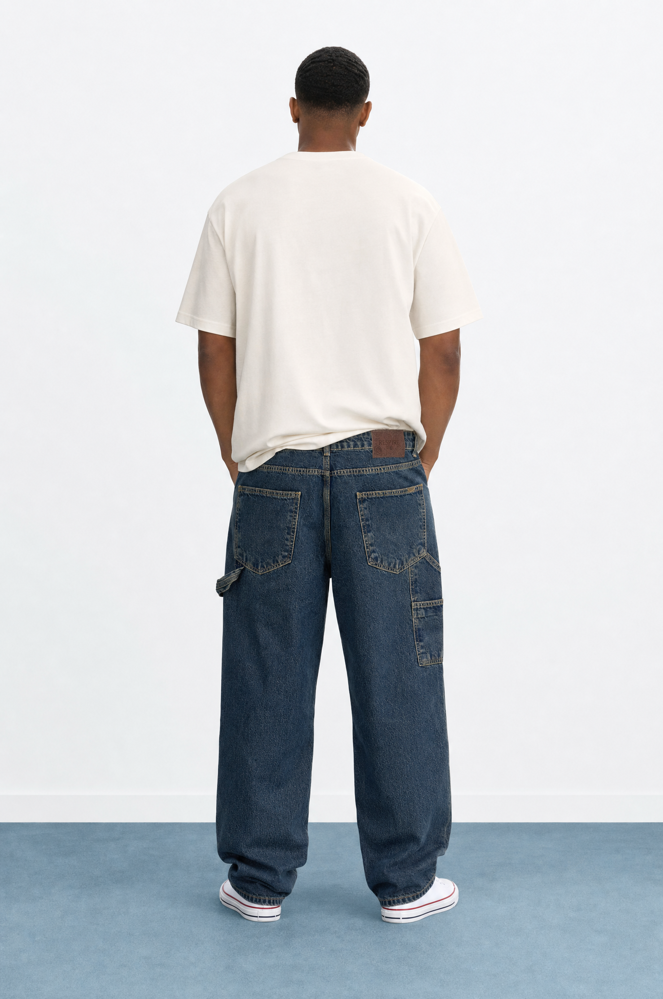 Erkek Parça Detaylı Baggy Jean Tint Mavi