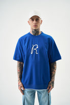 Erkek R Nakışlı Oversize T-Shirt Saks