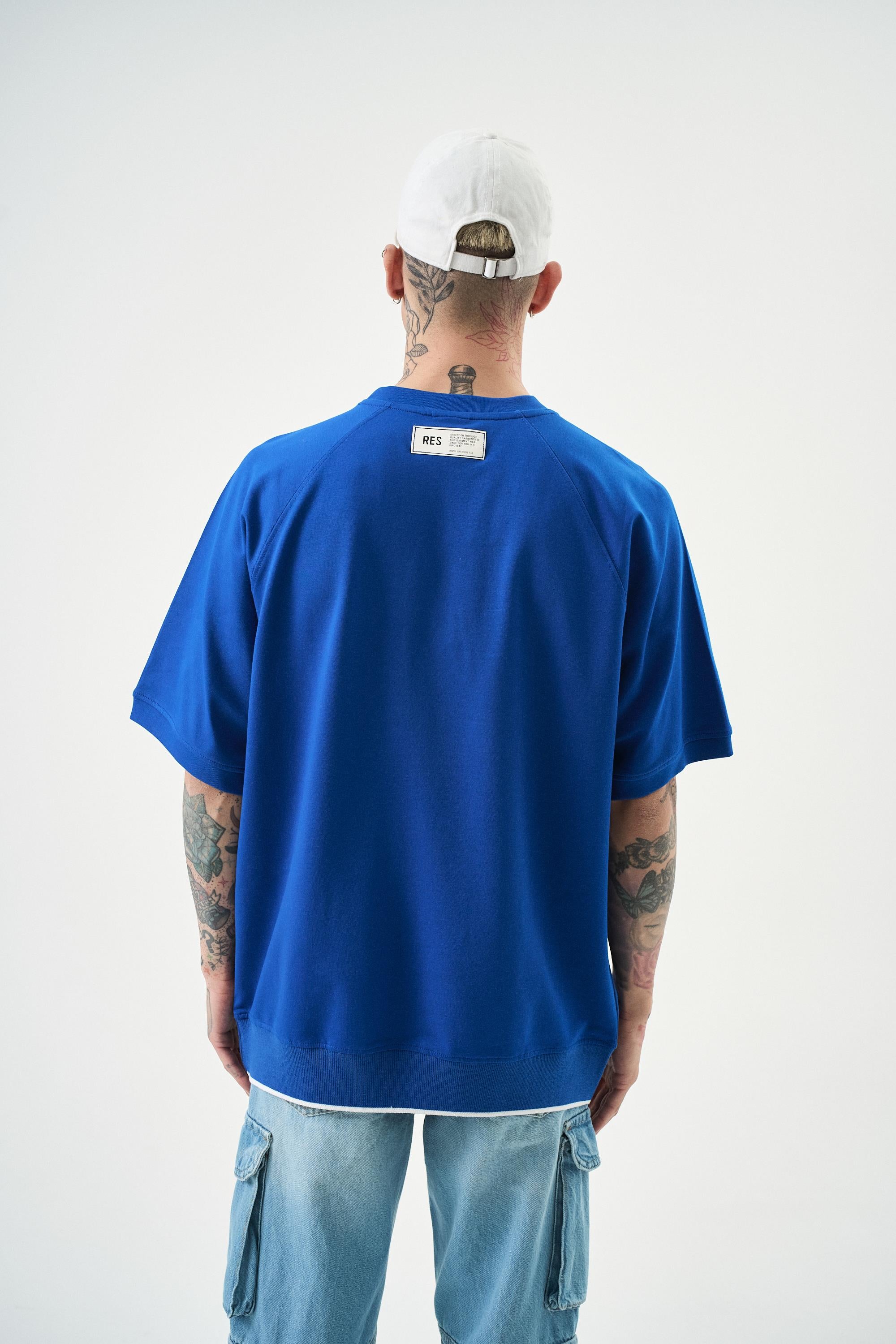 Erkek R Nakışlı Oversize T-Shirt Saks