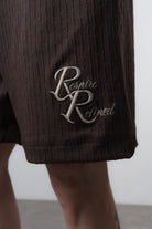Erkek Respire Relined Yazılı Regular Fit T-Shirt Şort Takım Kahve