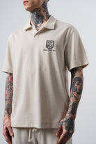 Erkek Rocket Club Yazılı Regular Fit T-Shirt Şort Takım Bej