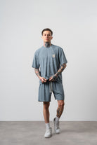 Erkek Route 07 Arma Detaylı Regular Fit T-Shirt Şort Takım Gri