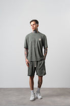 Erkek Route 07 Arma Detaylı Regular Fit T-Shirt Şort Takım Haki