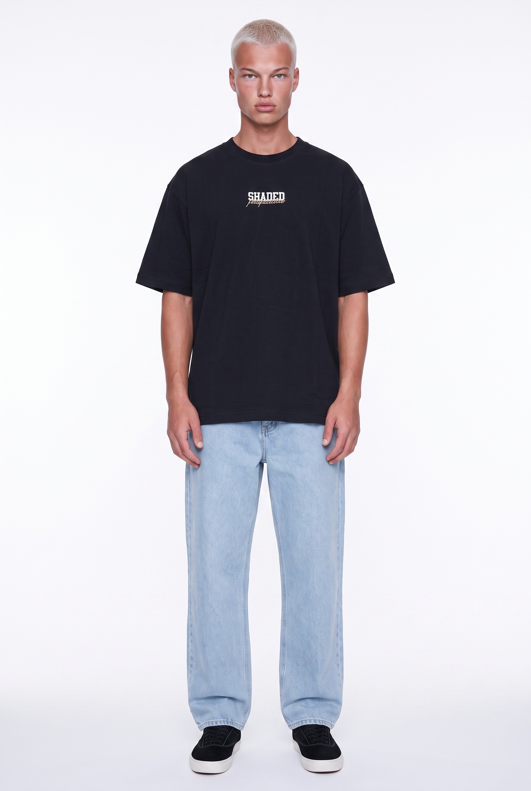 Erkek Shaded Baskılı Oversize T-Shirt Siyah