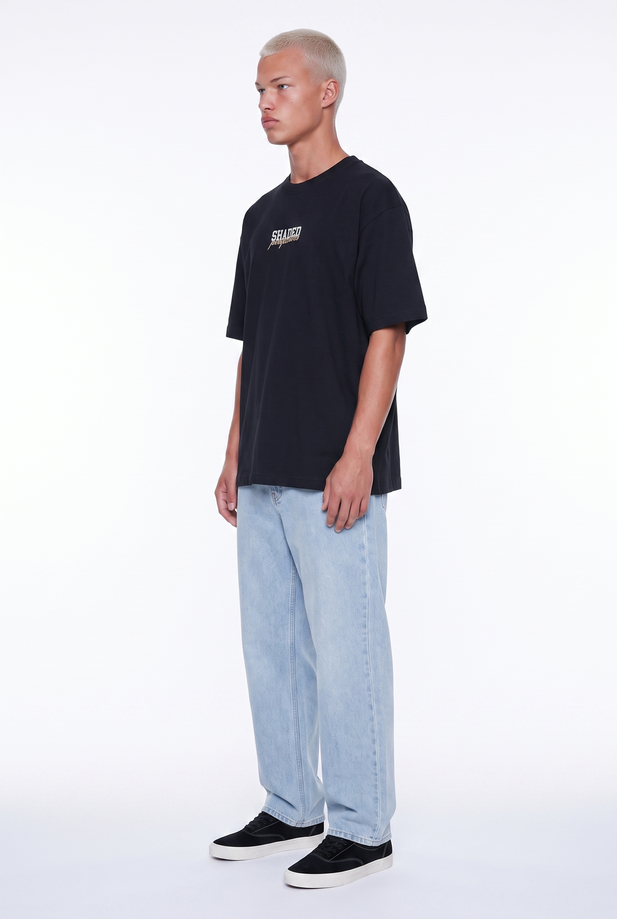 Erkek Shaded Baskılı Oversize T-Shirt Siyah
