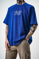 Erkek Fast Nakışlı Oversize T-Shirt Saks