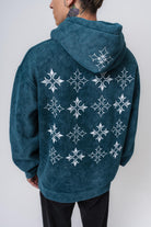 Erkek Muse Baskılı Yıkamalı Kapüşonlu Oversize Hoodie Zümrüt