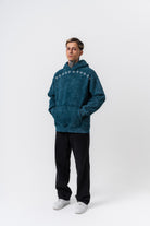 Erkek Muse Baskılı Yıkamalı Kapüşonlu Oversize Hoodie Zümrüt
