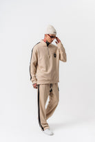 Erkek Şerit Detaylı Yarım Fermuarlı Modal Sweatshirt Bej