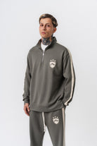 Erkek Şerit Detaylı Yarım Fermuarlı Modal Sweatshirt Haki