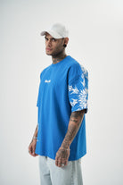 Erkek Sharp Pain Baskılı Oversize T-Shirt Mavi