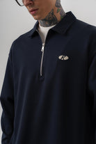 Erkek Yarım Fermuarlı Modal Sweatshirt Lacivert