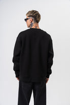 Erkek Respire Yazı Detaylı Basic Oversize Sweatshirt Siyah