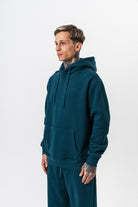 Erkek Respire Yazı Detaylı Kapüşonlu Basic Oversize Hoodie Zümrüt