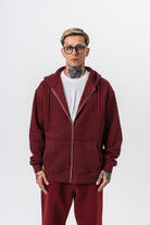 Erkek Respire Yazı Detaylı Kapüşonlu Basic Zip Oversize Hoodie Bordo