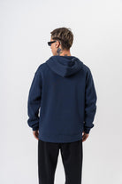 Erkek Respire Yazı Detaylı Kapüşonlu Basic Zip Oversize Hoodie Lacivert