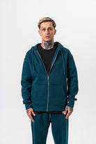 Erkek Respire Yazı Detaylı Kapüşonlu Basic Zip Oversize Hoodie Zümrüt